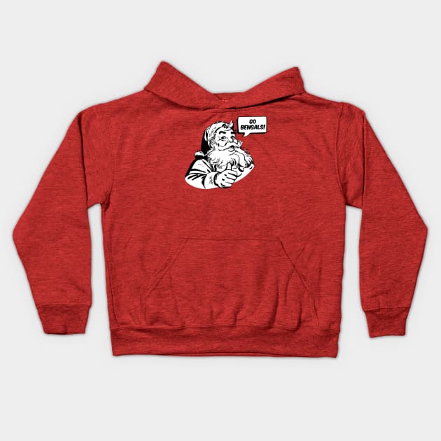 Retro Santa Claus Go Bengals Kids Hoodie by mia_me